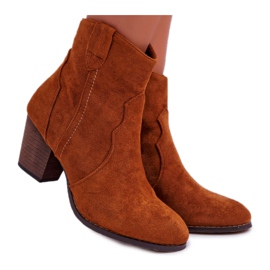 BUGO Stivali Donna Con Tacco Cowboy Cammello Nutriso marrone