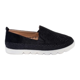 SHELOVET Slipons traforati con cristalli nero