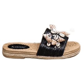 Seastar Pantofole Sulla Piattaforma Con Conchiglie nero
