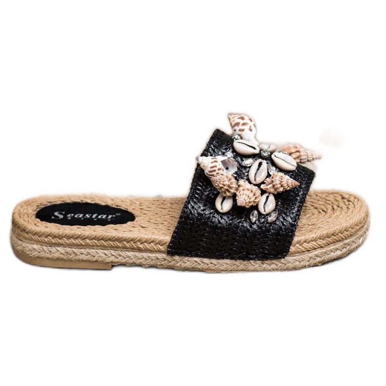 Seastar Pantofole Sulla Piattaforma Con Conchiglie nero