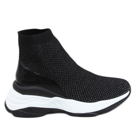 Nero RQ286 Scarpe sportive nere su zeppa nascosta