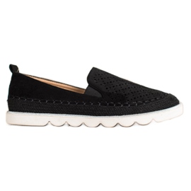 SHELOVET Slip-on in camoscio traforato nero