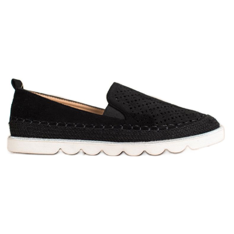 SHELOVET Slip-on in camoscio traforato nero