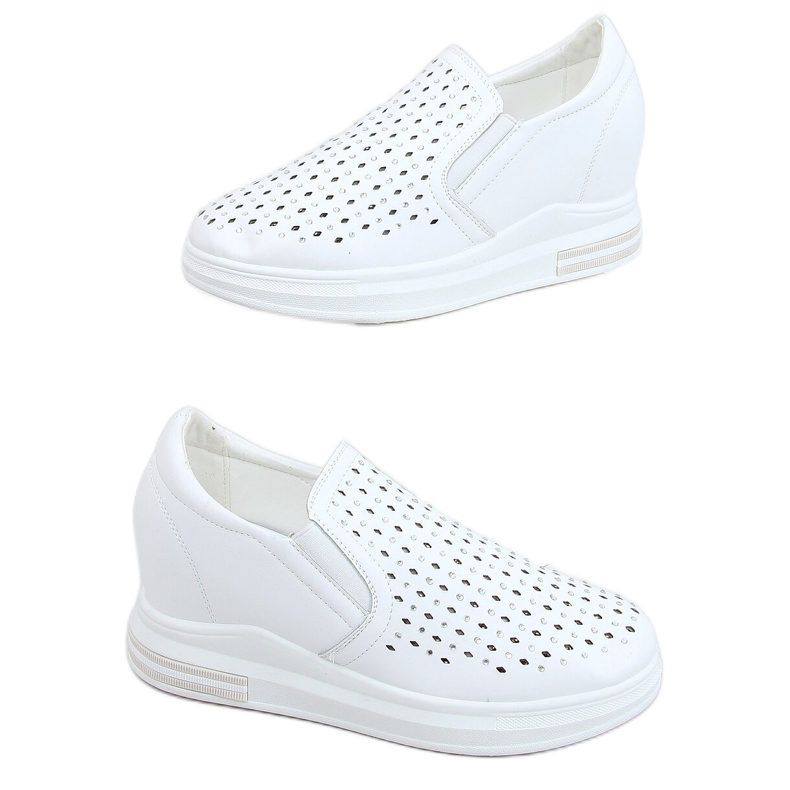 Sneakers slip on zeppe bianche HY-251 White bianca