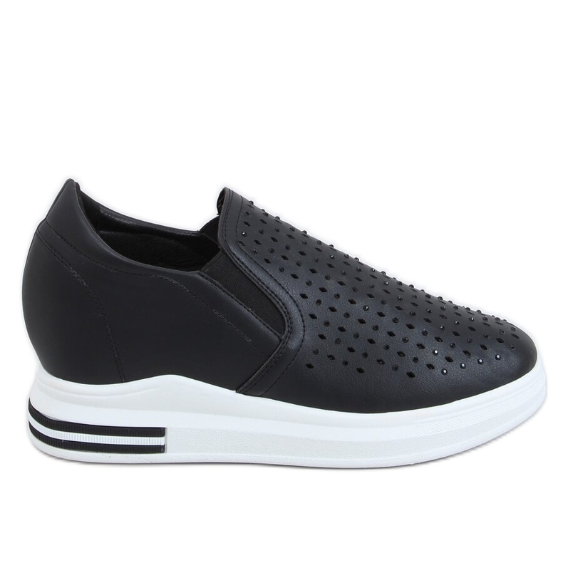 Sneakers nere slip on zeppe HY-251 Black nero