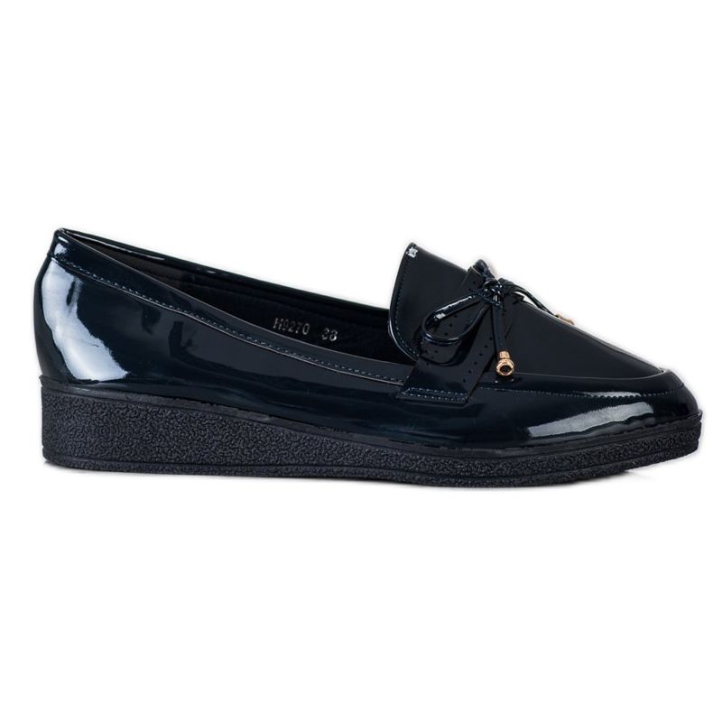 SHELOVET Mocassini Laccati Sulla Piattaforma blu navy