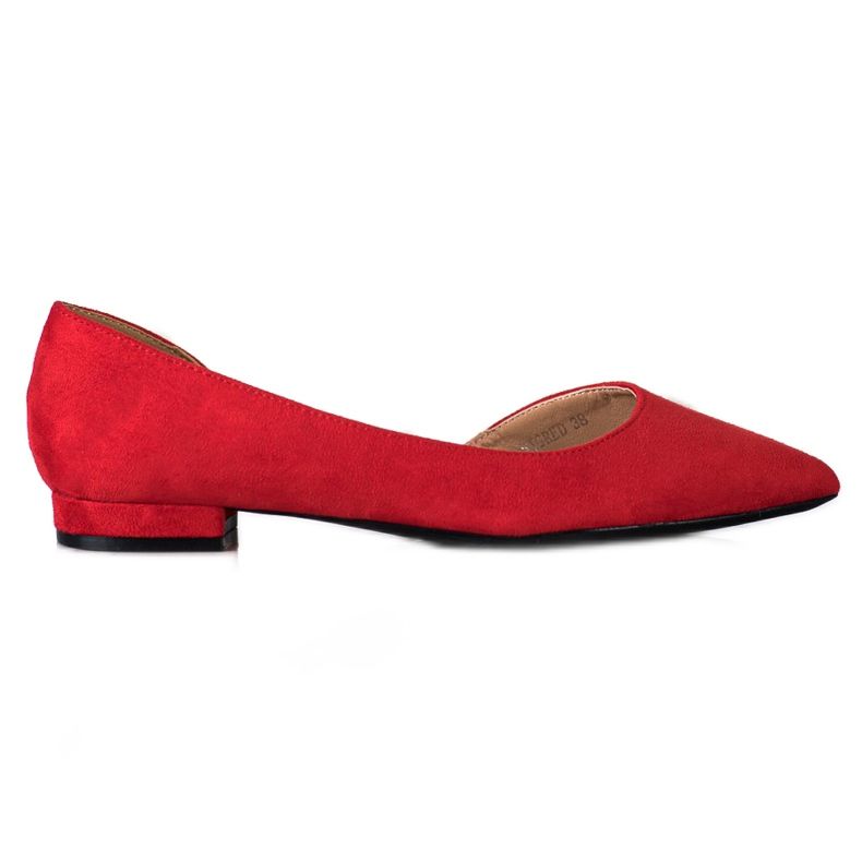 Lovery Ballerine scamosciate con cut-out rosso