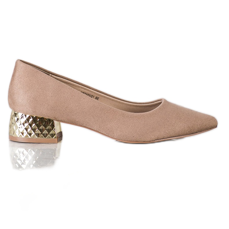 Filippo Décolleté beige con tacco dorato