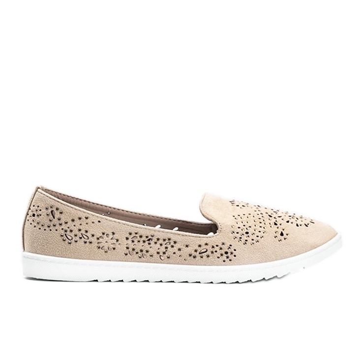 Mocassini beige traforati con zirconi Brianna