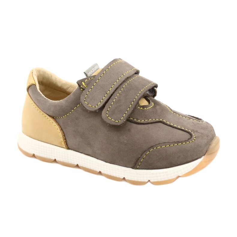 Mazurek Scarpe per ragazzi in pelle 1362 in velcro marrone