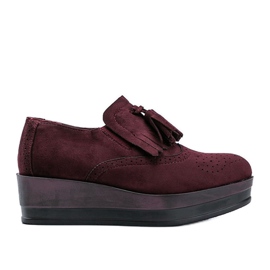 Scarpe brogue scamosciate bordeaux sulla zeppa Makenzie rosso