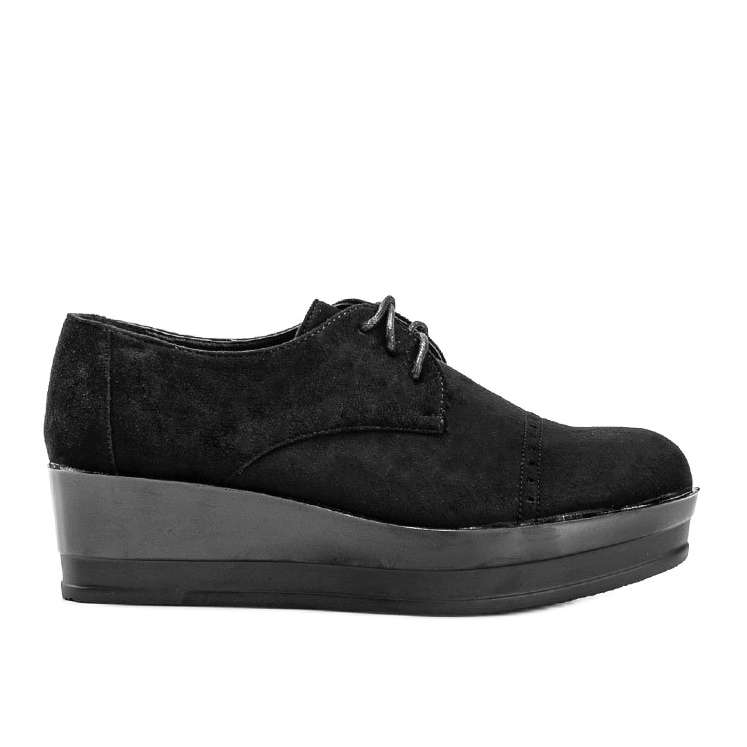 Scarpe in camoscio nero su suola alta Elisabeth