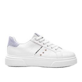 Sneakers bianche con inserto in ecopelle Ellen blu bianco