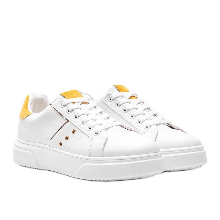 Sneakers bianche con inserto giallo Ellen in ecopelle bianca