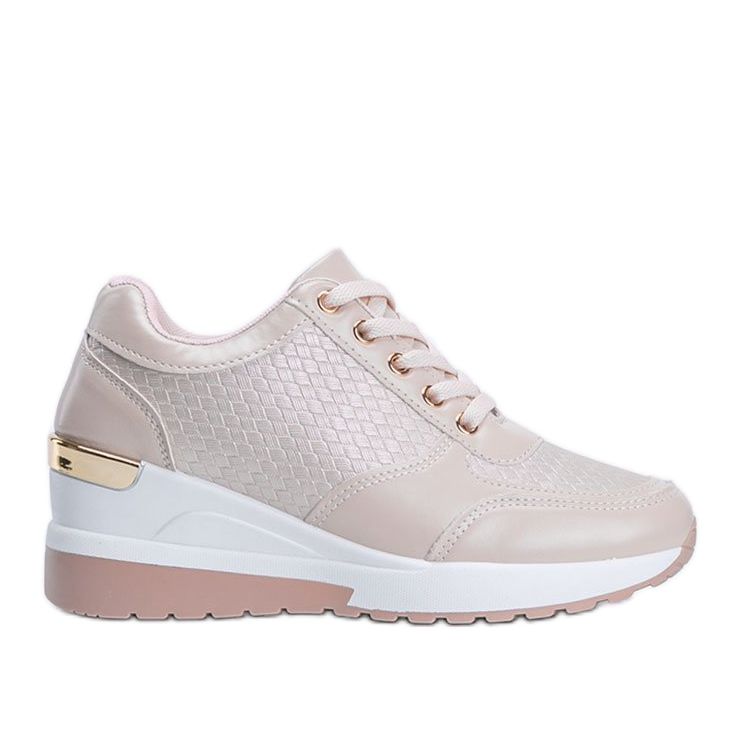 Sneakers rosa lucide sulla zeppa Mara