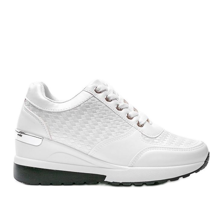 Sneakers bianche lucide sulla zeppa Mara bianca