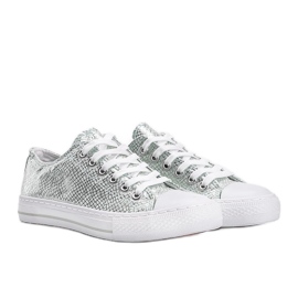 Sneakers verdi con tema pelle di serpente metallizzata Melinda verde