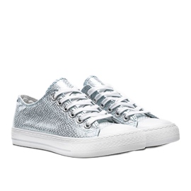 Sneakers blu con motivo a pelle di serpente metallizzata Melinda