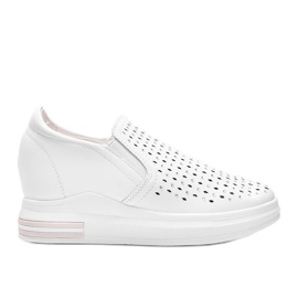 Sneakers bianche traforate sulla zeppa Kyra bianco