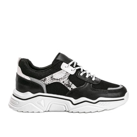 Sneakers nere con suola spessa con motivo a pelle di serpente Anika nero