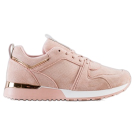 SHELOVET Sneakers in pelle scamosciata cipria rosa