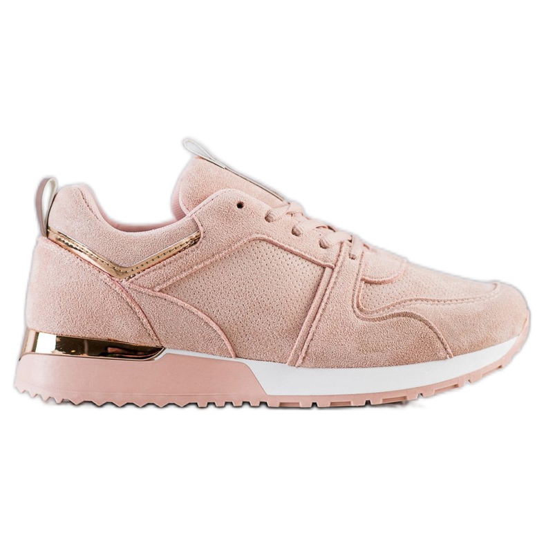 SHELOVET Sneakers in pelle scamosciata cipria rosa