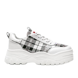 Sneakers bianche da donna con una Marlene a scacchi verniciata alla moda bianco