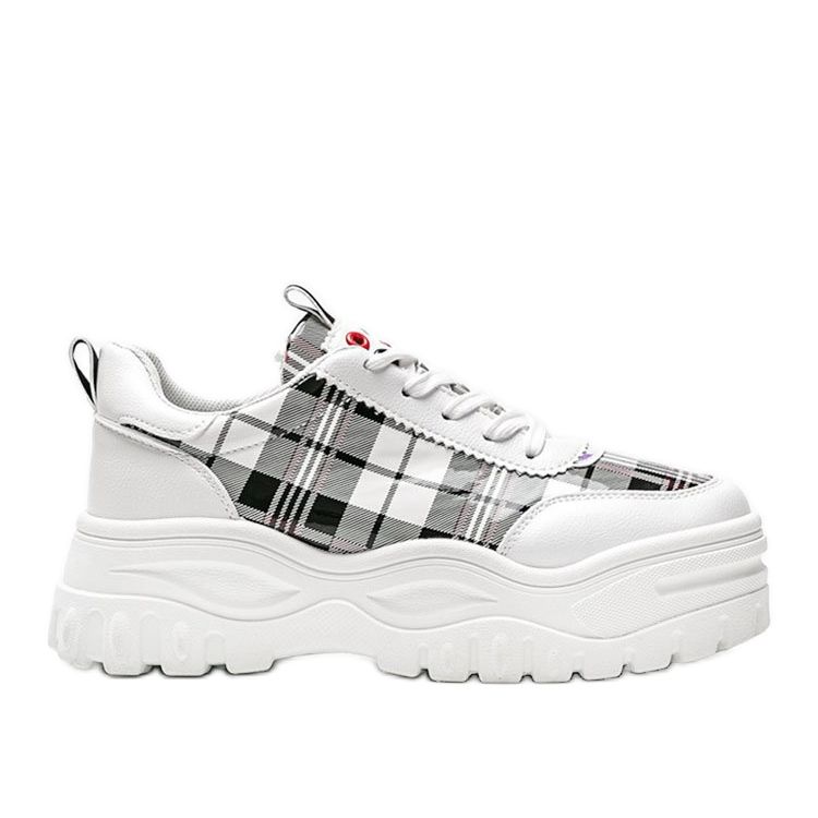 Sneakers bianche da donna con una Marlene a scacchi verniciata alla moda bianca