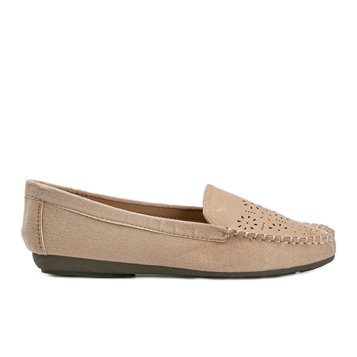 Mocassini beige con punta Justine traforata