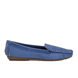 Mocassini blu con punta Justine traforata