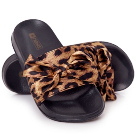 EVE Pantofole Da Donna Con Fiocco Leopardo Beat It marrone nero