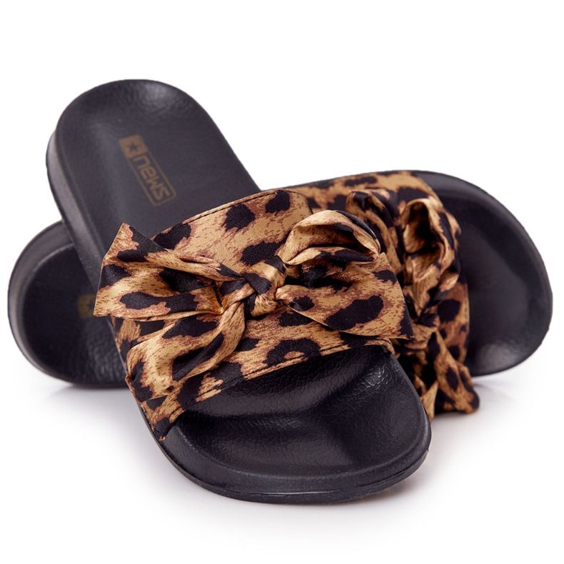 EVE Pantofole Da Donna Con Fiocco Leopardo Beat It marrone nero