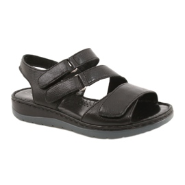 Caprice Comodi Sandali In Pelle Con Velcro 28152-26 nero