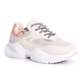PS1 Scarpe Sportive Donna Pelle di Serpente Beige Giselle marrone d'oro
