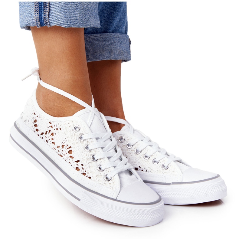 FB2 Sneakers Candice in pizzo bianco da donna bianca
