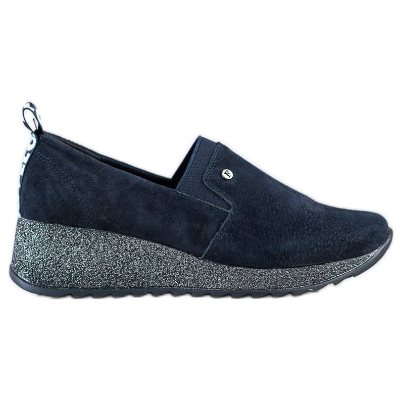 Filippo Scarpe in broccato di pelle blu navy