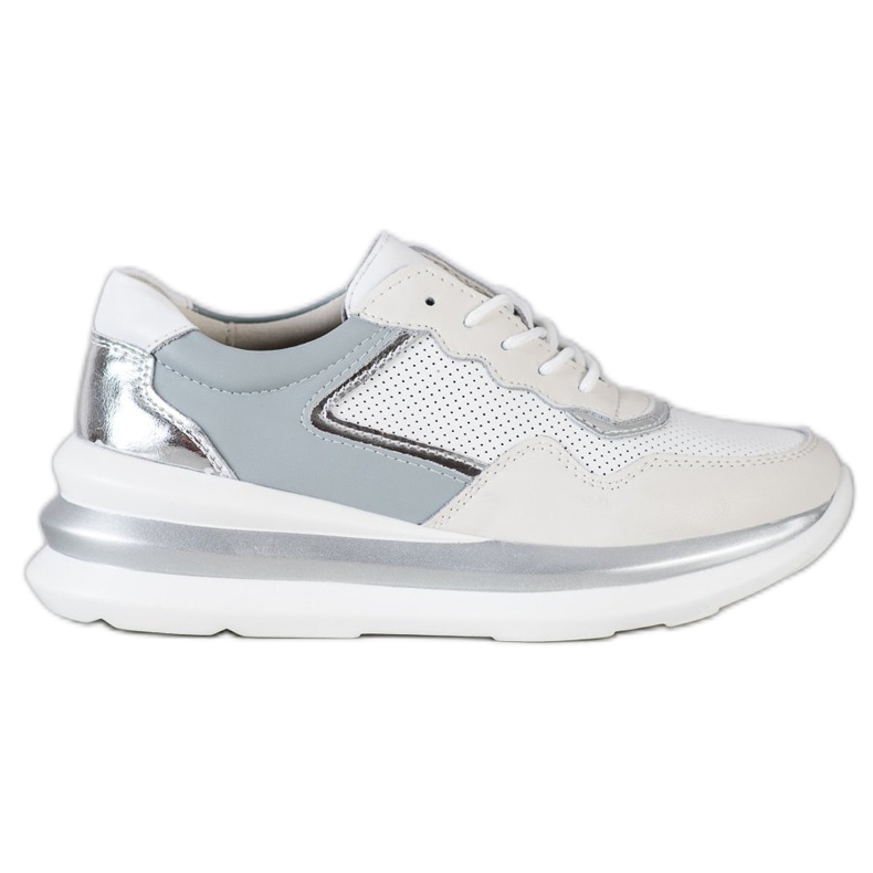 ARTIKER Scarpe sportive in pelle stringate bianco grigio multicolore