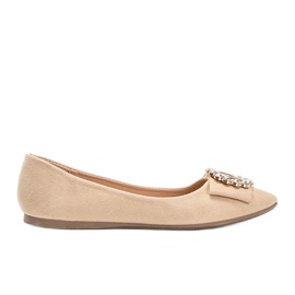 Ballerine rosse con fibbia Ciara beige