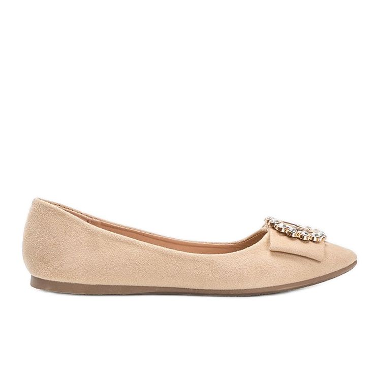 Ballerine rosse con fibbia Ciara beige