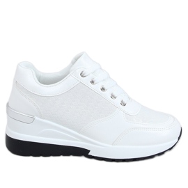 Bianco MY-2717 Scarpe sportive bianche con zeppa nascosta
