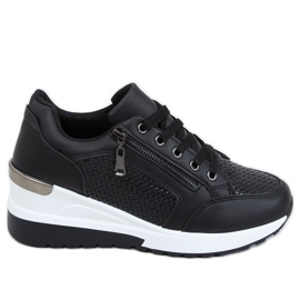 Nero MY-2716 Scarpe sportive nere con zeppa nascosta