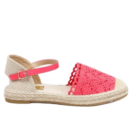 Espadrillas in pizzo lampone LX201 Rosso rosa