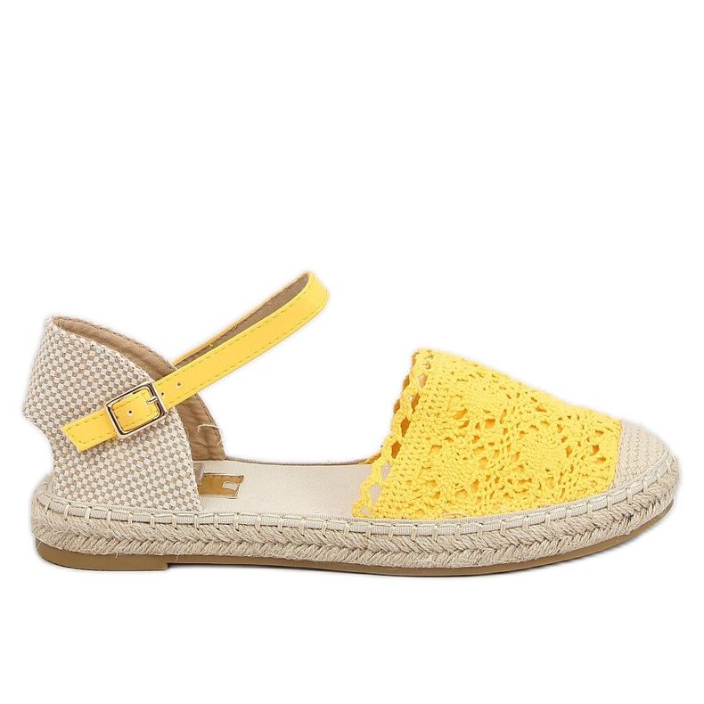 LX201 Espadrillas di pizzo giallo miele beige