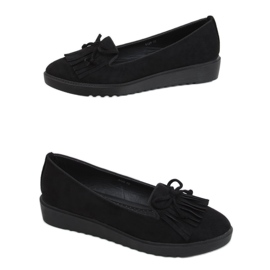 Mocassini neri con frange 6429 Black nero