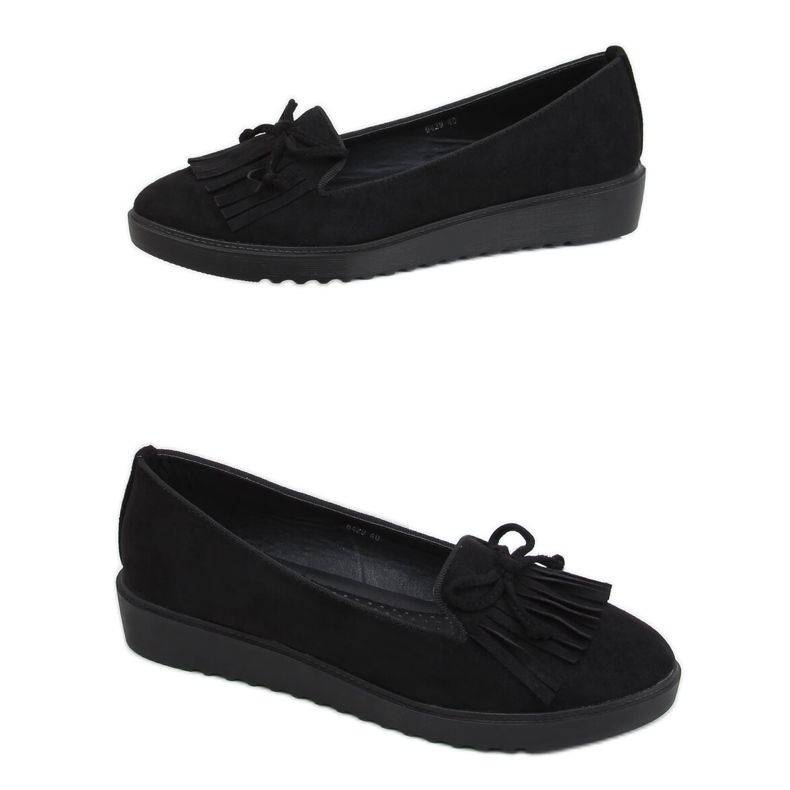 Mocassini neri con frange 6429 Black nero
