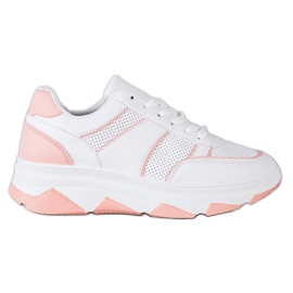 SHELOVET Scarpe sportive casual bianco rosa