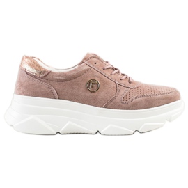 Filippo Sneakers in pelle sulla piattaforma marrone rosa