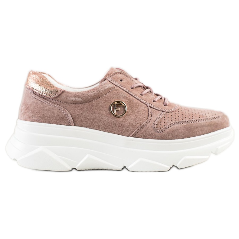 Filippo Sneakers in pelle sulla piattaforma marrone rosa