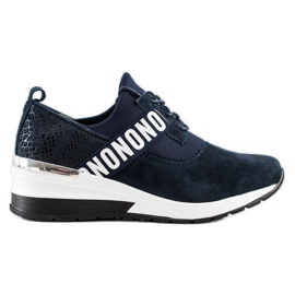 Filippo Sneakers con zeppa in pelle blu navy