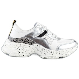 Goodin Sneakers In Pelle Con Inserti Argento bianco grigio multicolore